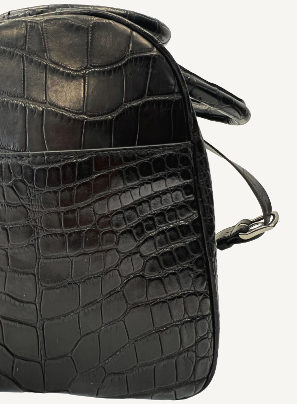 Black Alligator Duffle Bag