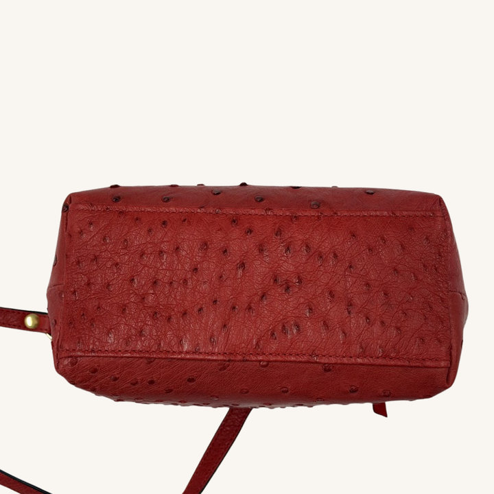 PJ Petite Shoulder Handbag In Luscious Strawberry Red Genuine Ostrich
