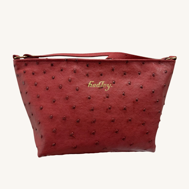 PJ Petite Shoulder Handbag In Luscious Strawberry Red Genuine Ostrich