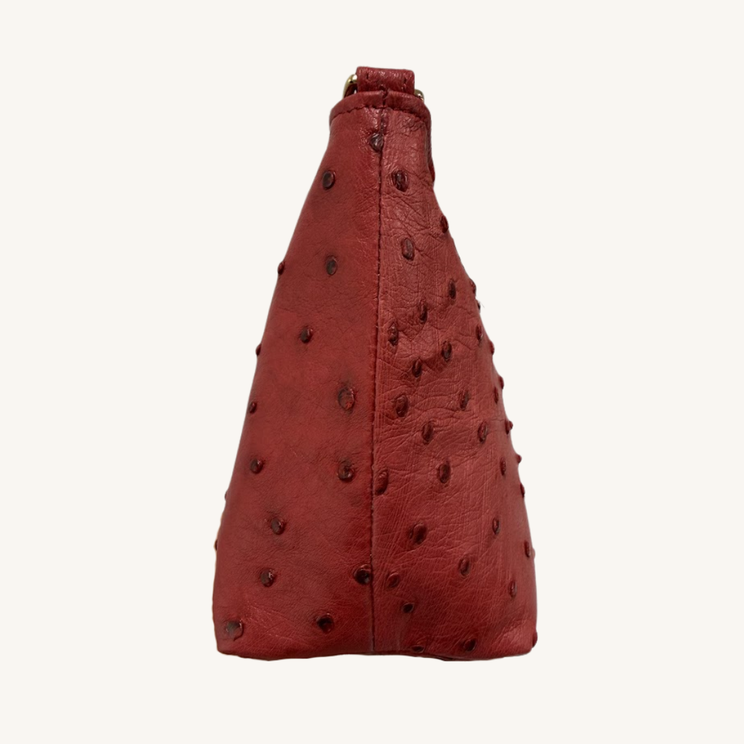 PJ Petite Shoulder Handbag In Luscious Strawberry Red Genuine Ostrich