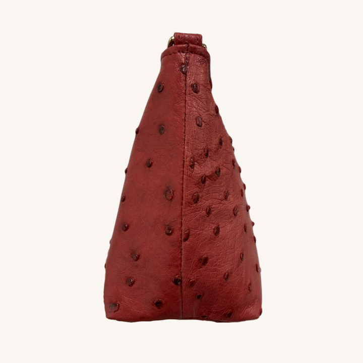 PJ Petite Shoulder Handbag In Luscious Strawberry Red Genuine Ostrich