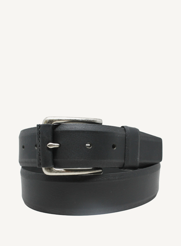 Black Domed Leather Belt | 38mm Width