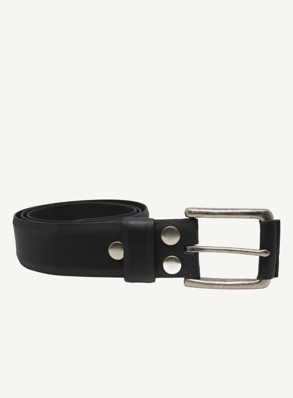 Black Domed Leather Belt | 38mm Width