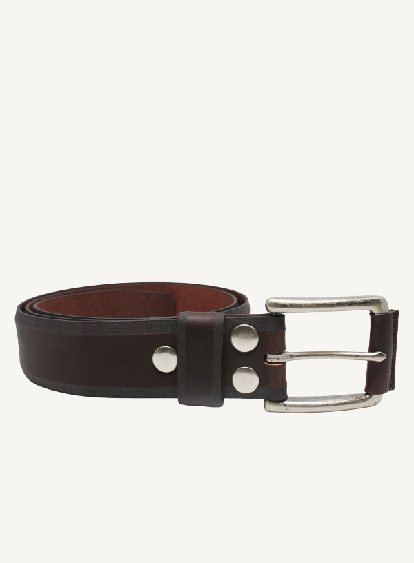 Brown Domed Leather Belt | 38mm Width