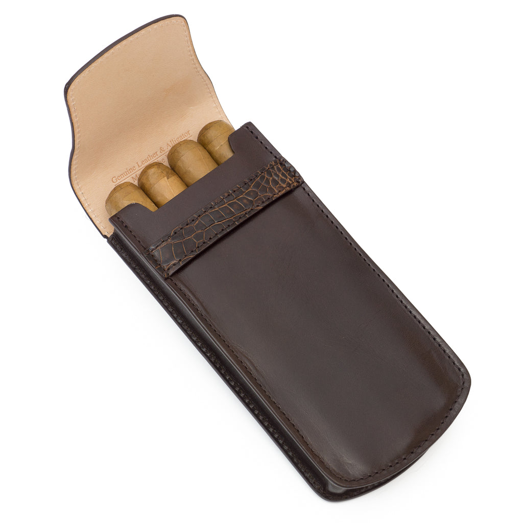 Brown Alligator Tab Cigar Case | Made in the USA - Tampa Fuego