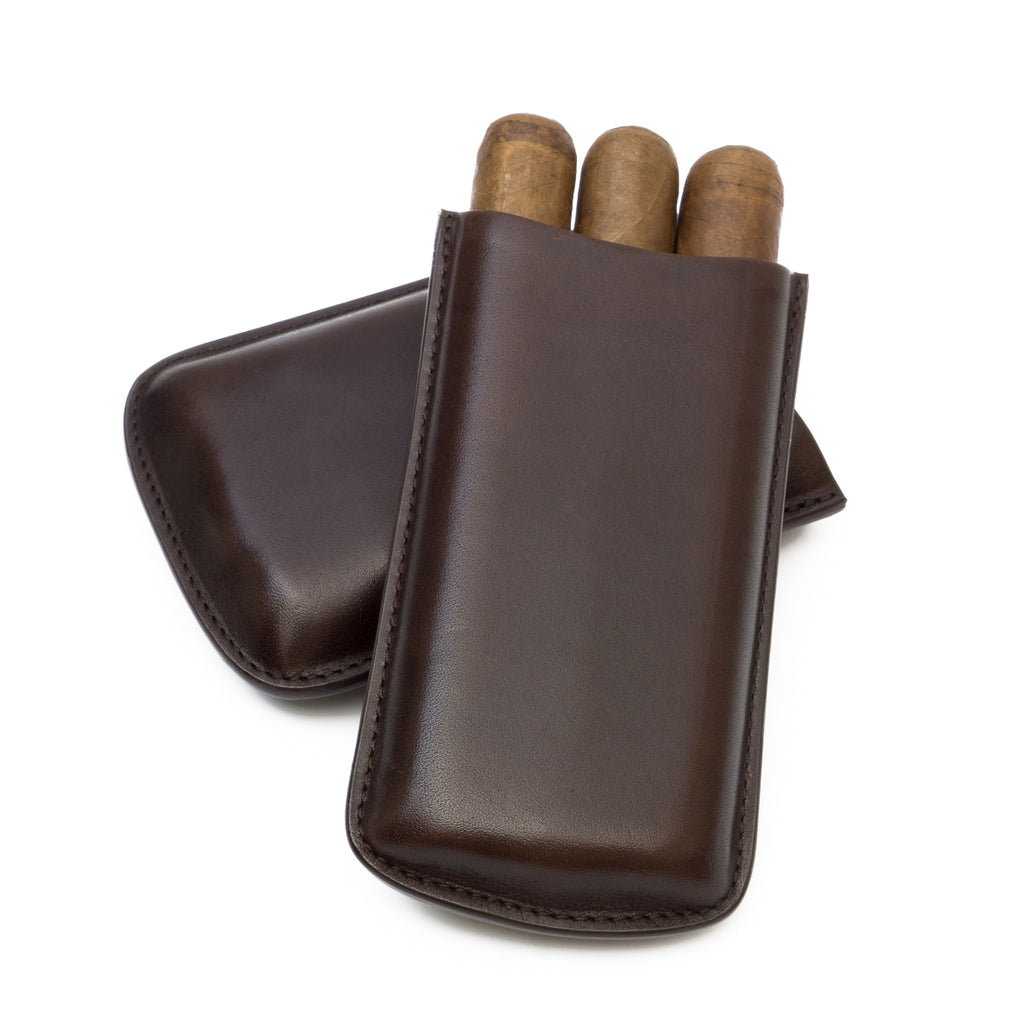 Burgundy Genuine Leather Big 3-Finger Cigar Case | Made in USA - Bryant Park