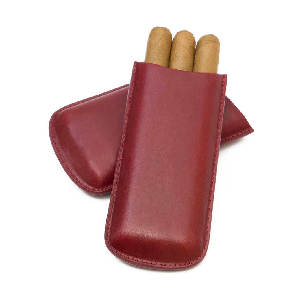 Burgundy Genuine Leather Cigar Case | Made in USA - Bryant Park