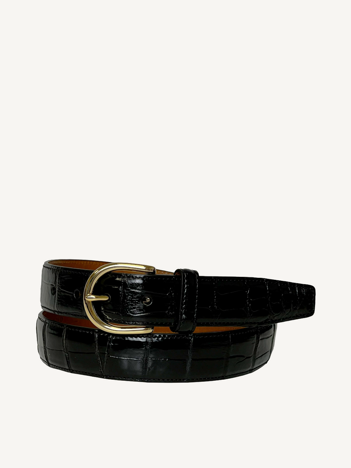 Shiny Black Genuine Alligator Belt | 1 1/4" Width