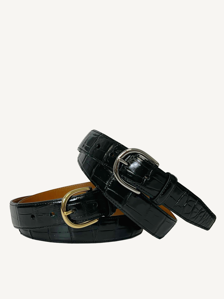 Shiny Black Genuine Alligator Belt | 1 1/4" Width
