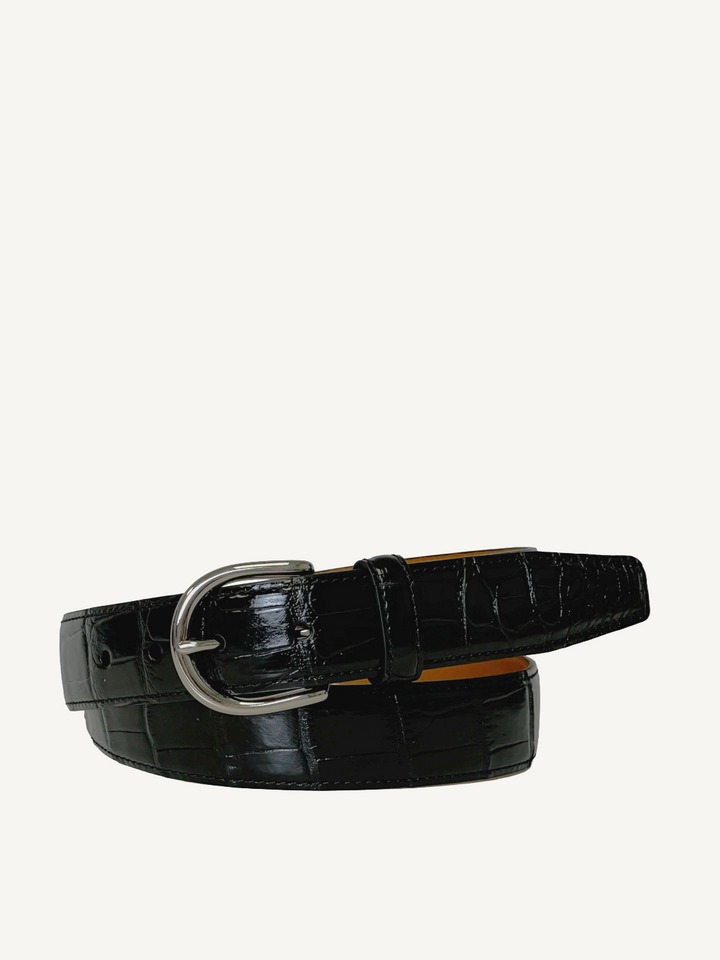 Shiny Black Genuine Alligator Belt | 1 1/4" Width