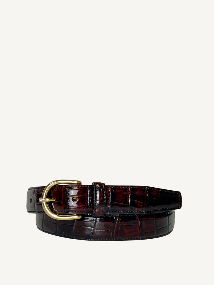 Shiny Bourbon Genuine Alligator Belt | 1 1/4" Width