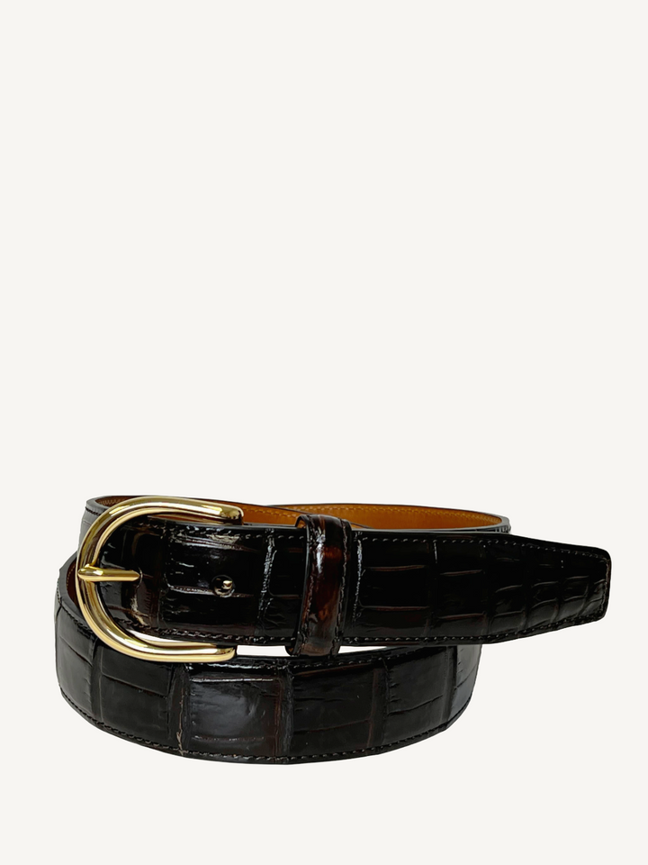 Shiny Cognac Genuine Alligator Belt | 1 1/4" Width