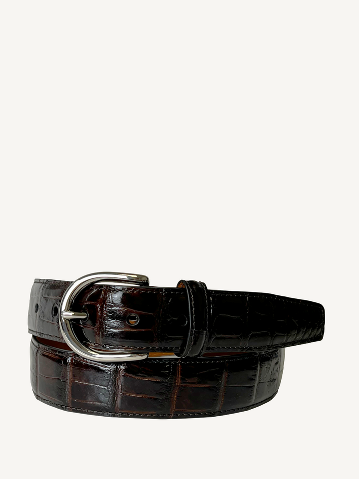 Shiny Cognac Genuine Alligator Belt | 1 1/4" Width