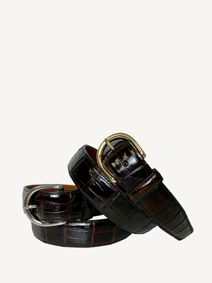 Shiny Cognac Genuine Alligator Belt | 1 1/4" Width