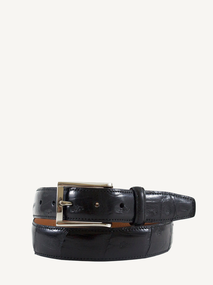 Black Genuine Shiny Crocodile Tail Belt | 1 1/4" Width