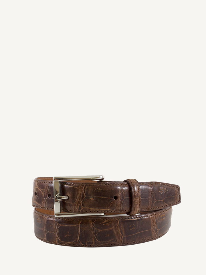 Cognac Genuine Shiny Crocodile Tail Belt | 1 1/4" Width
