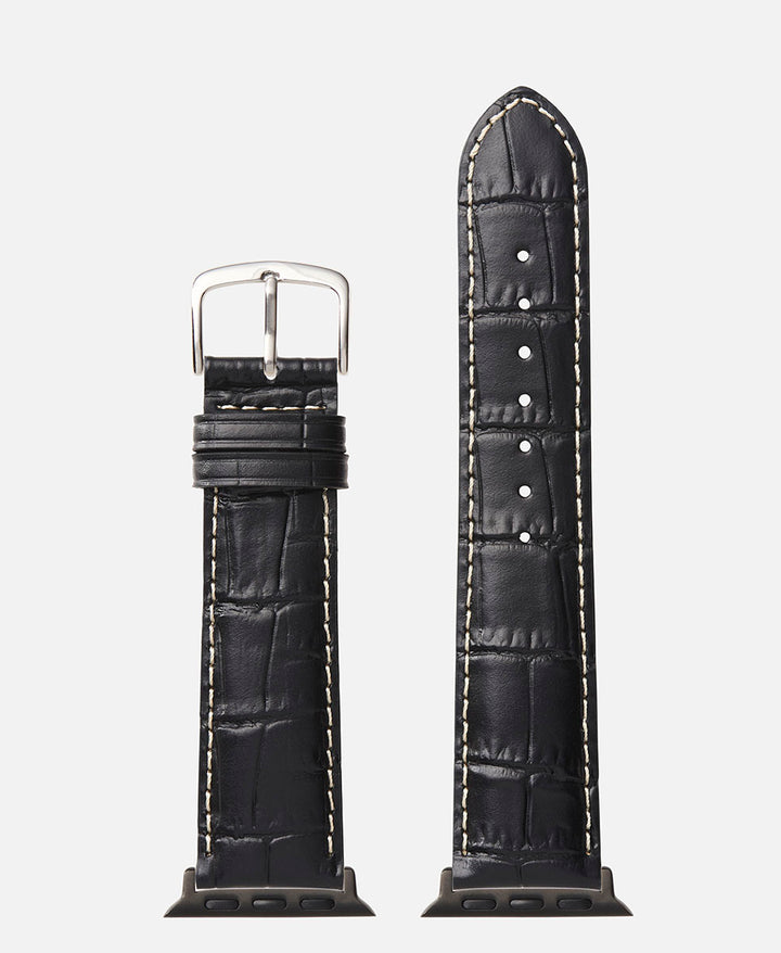 Black Contrast Stitch Alligator Grain | h0834