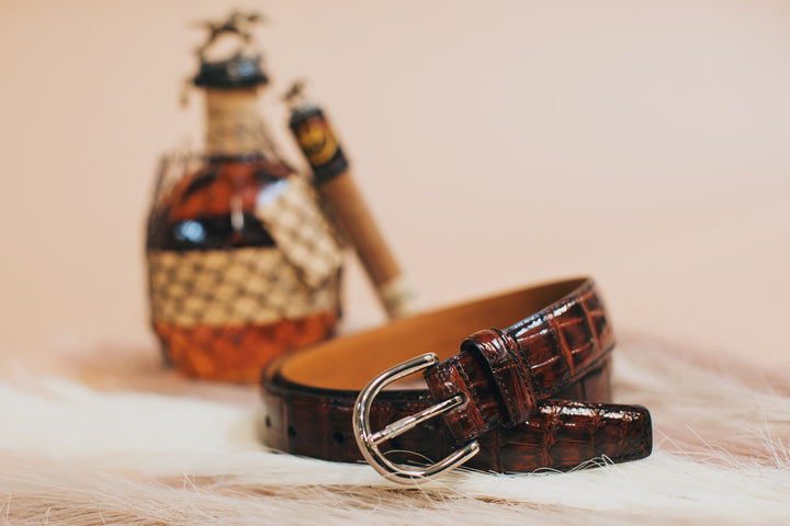 Shiny Bourbon Genuine Alligator Belt | 1 1/4" Width