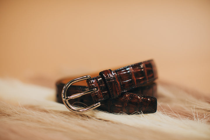 Shiny Bourbon Genuine Alligator Belt | 1 1/4" Width