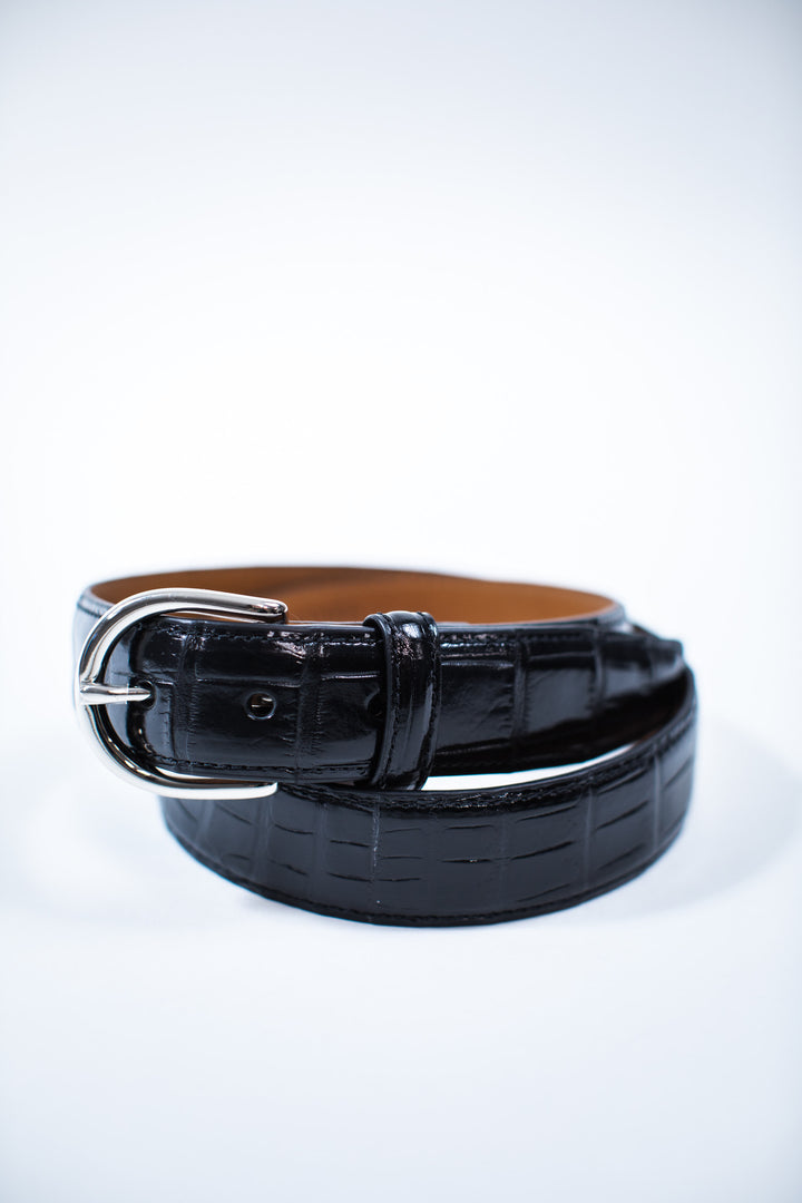 Shiny Black Genuine Alligator Belt | 1 1/4" Width