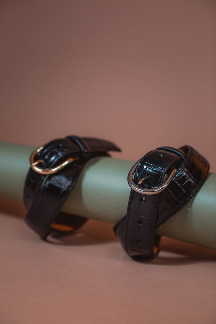 Shiny Black Genuine Alligator Belt | 1 1/4" Width