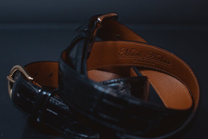 Shiny Black Genuine Alligator Belt | 1 1/4" Width