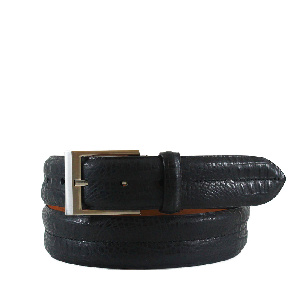 Double Barrel Genuine Leather Embossed Belt | Bryant Park - Made in the USA