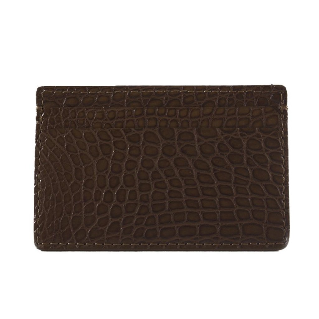 Cocoa Brown Genuine Matte Alligator 5-Pocket Card Case