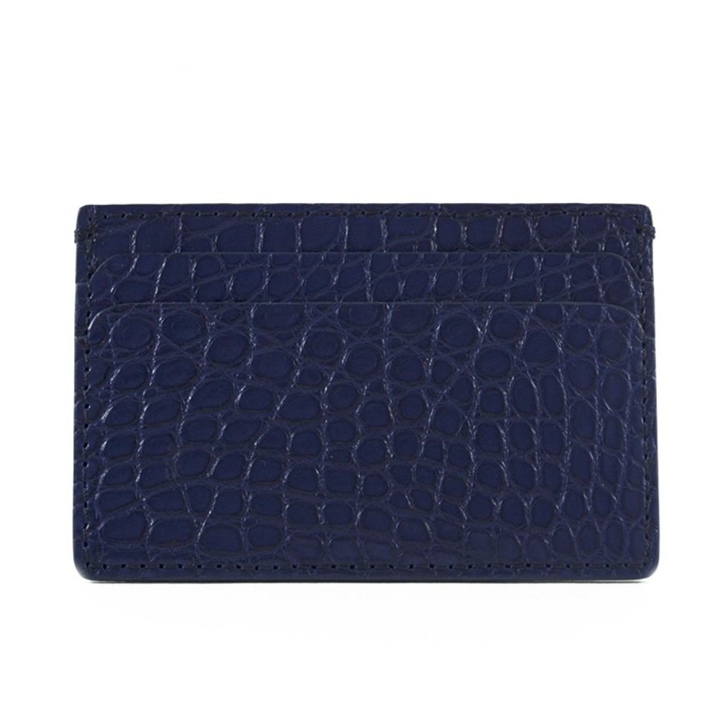 Blue Genuine Matte Alligator 5-Pocket Card Case