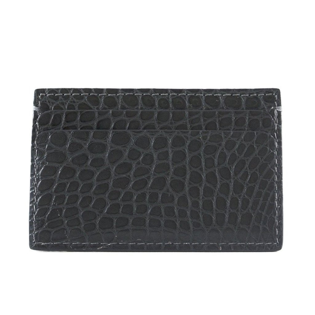 Steel Grey Genuine Matte Alligator 5-Pocket Card Case