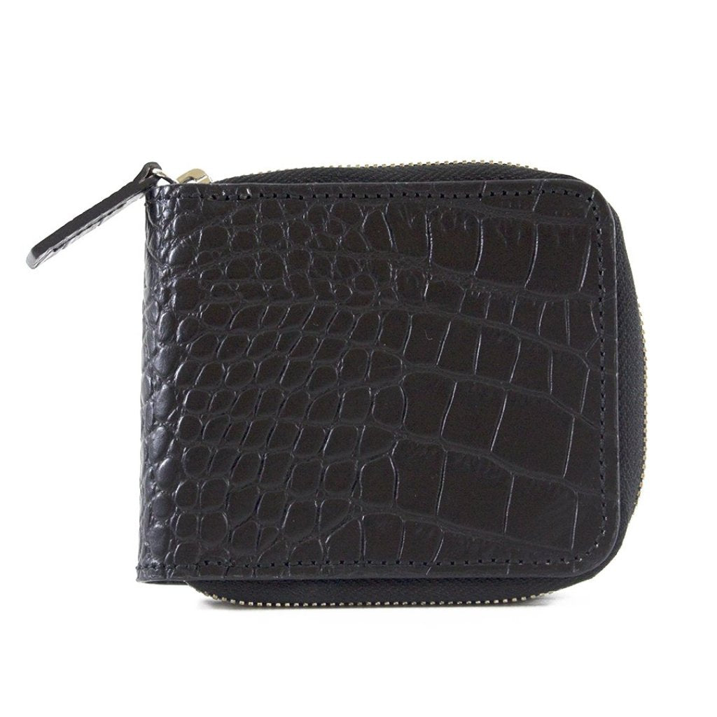 Bastille Blue Alligator Embossed Leather Zip-Around Wallet
