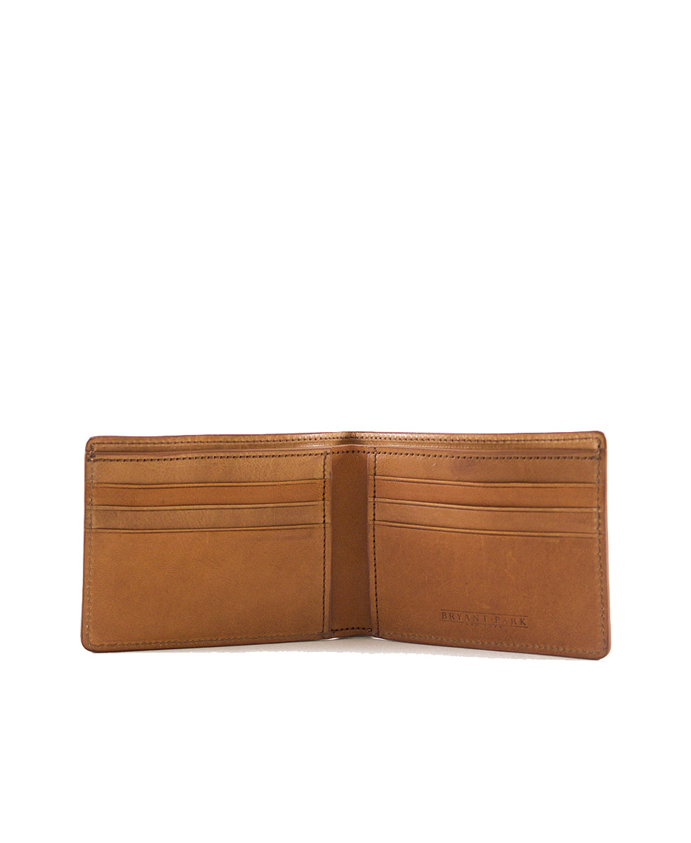 Cognac Genuine Leather Bi-Fold Wallet 