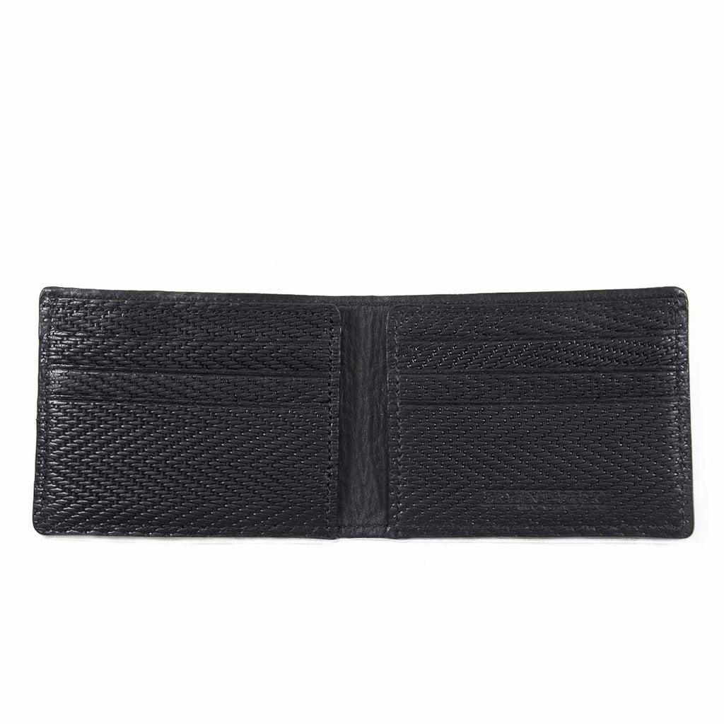 open Chevron Embossed Ultra-Slim Leather Wallet with black color