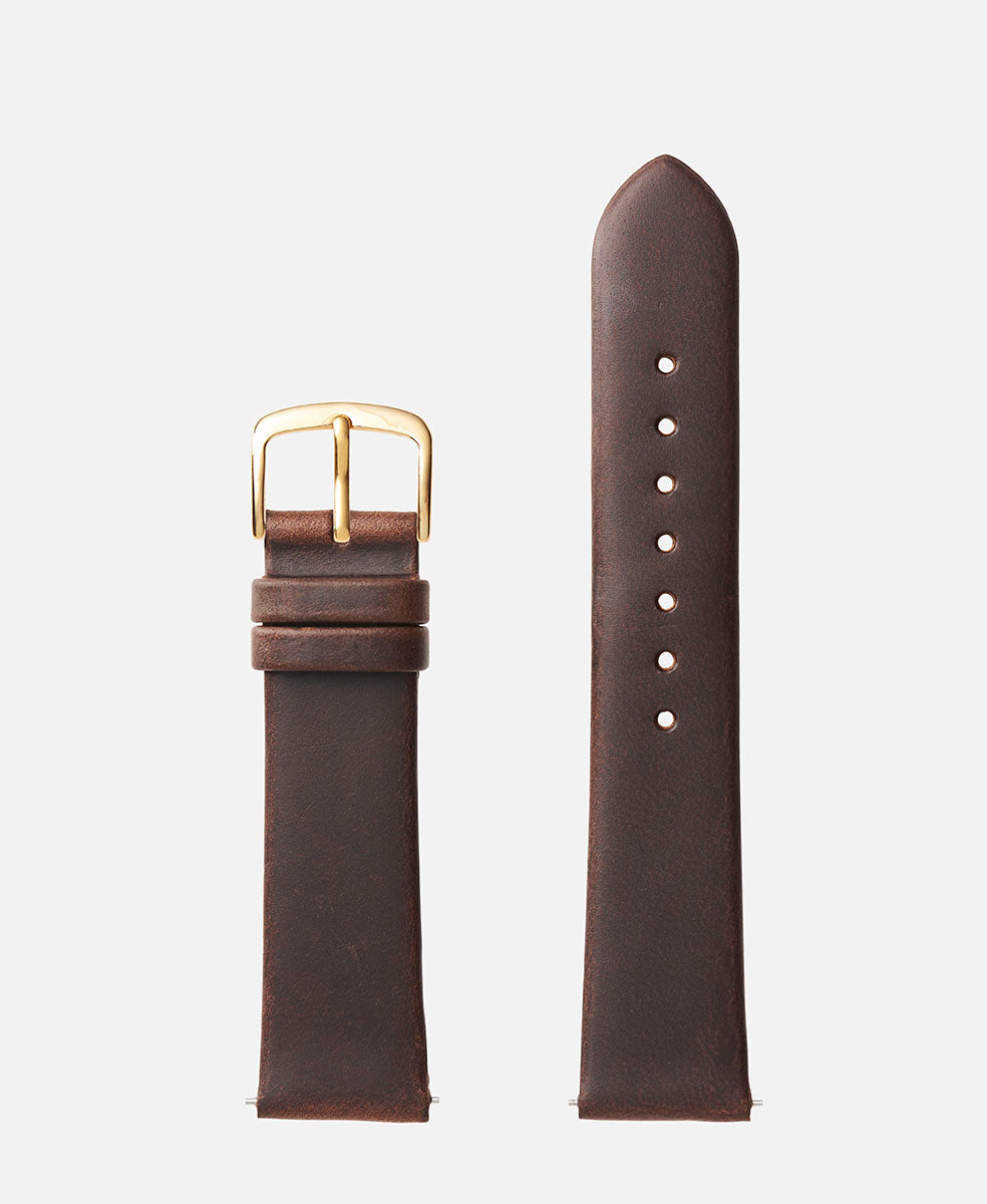 Brown Genuine Flat Oil Tan Leather Watch Band