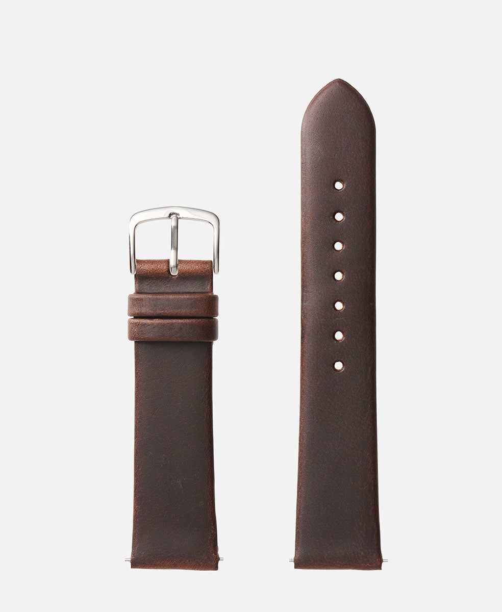 Brown Genuine Flat Oil Tan Leather Watch Band
