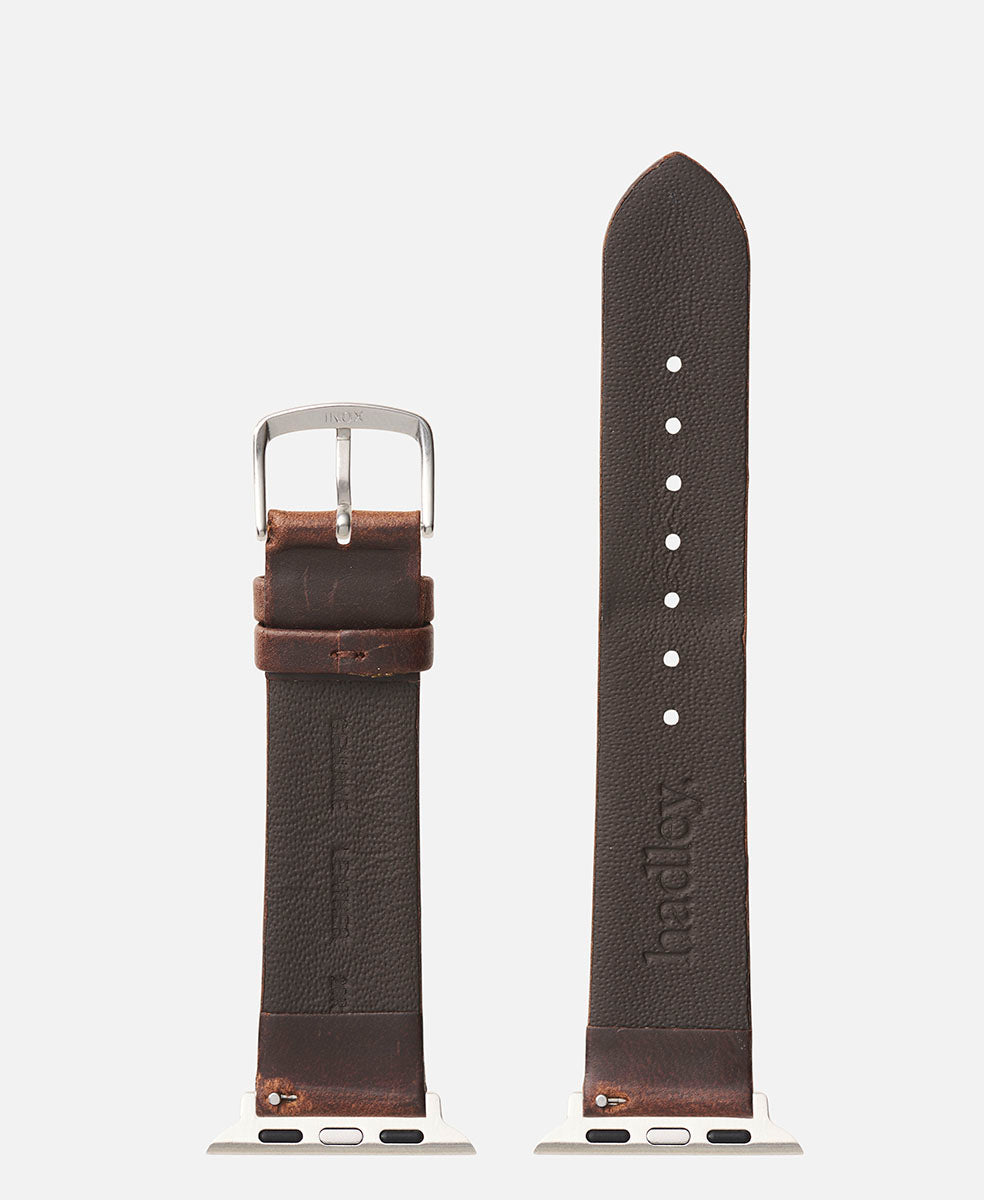 Brown Genuine Flat Oil Tan Apple Watch Compatible 38mm/40mm Watch Band