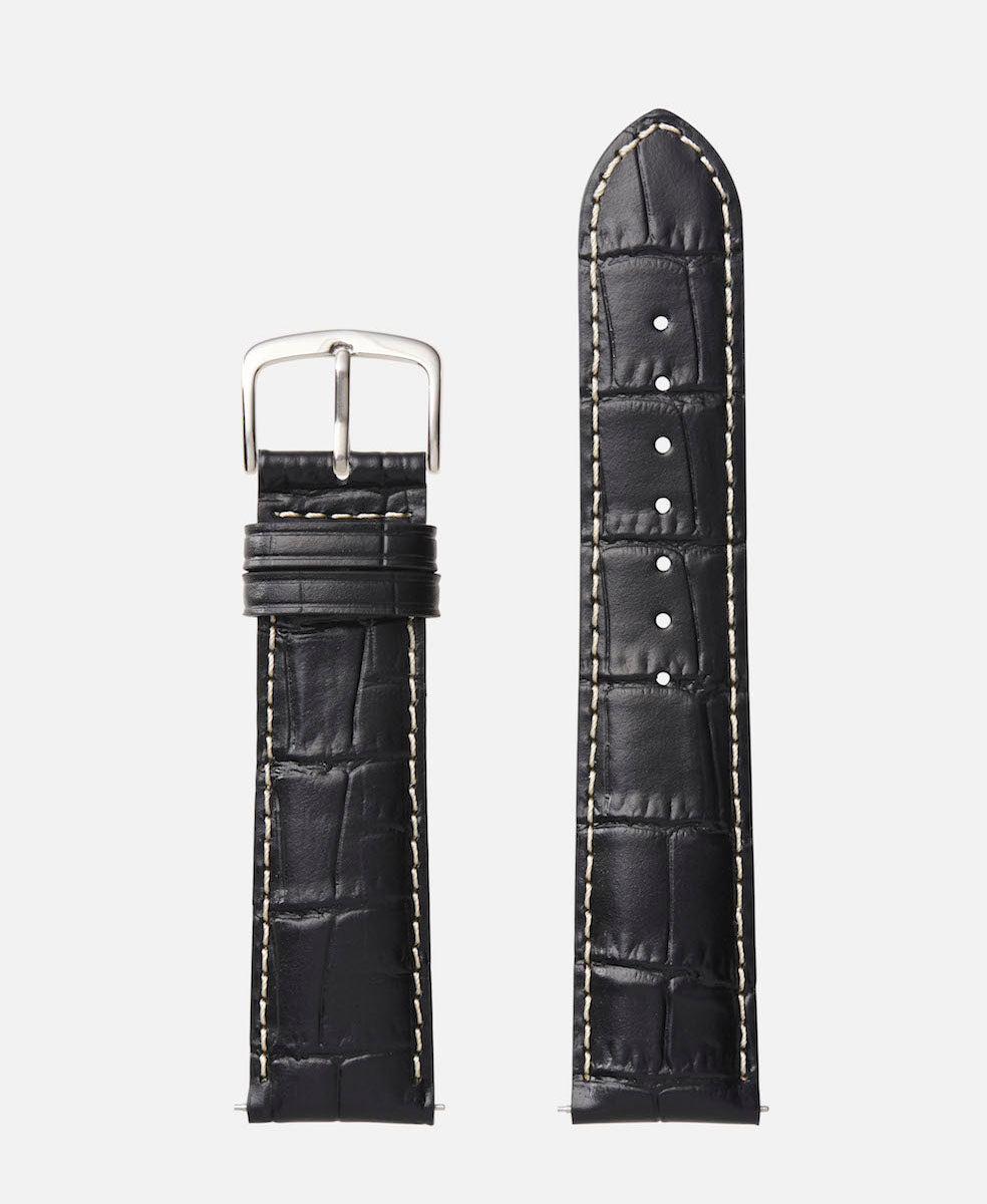 Rose Gold Contrast Stitch Alligator Grain Traditional Watch Band