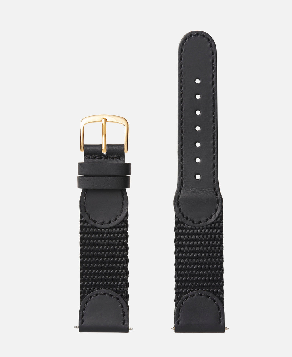 Black Gold Swiss Army Style Leather Traditional Watch Band 