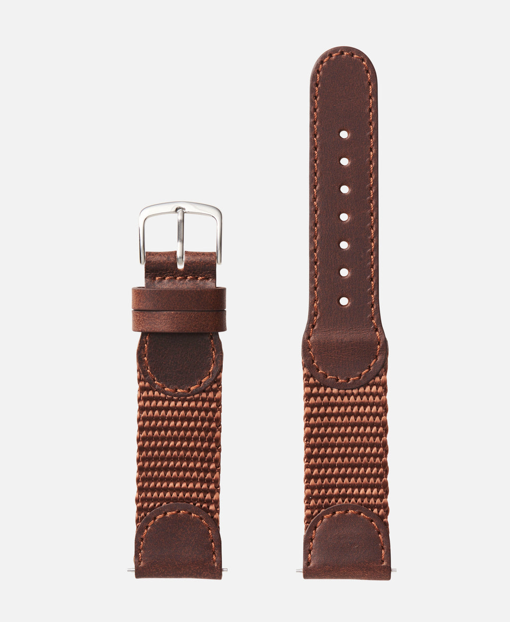 Brown White Swiss Army Style Leather Traditional Watch Band