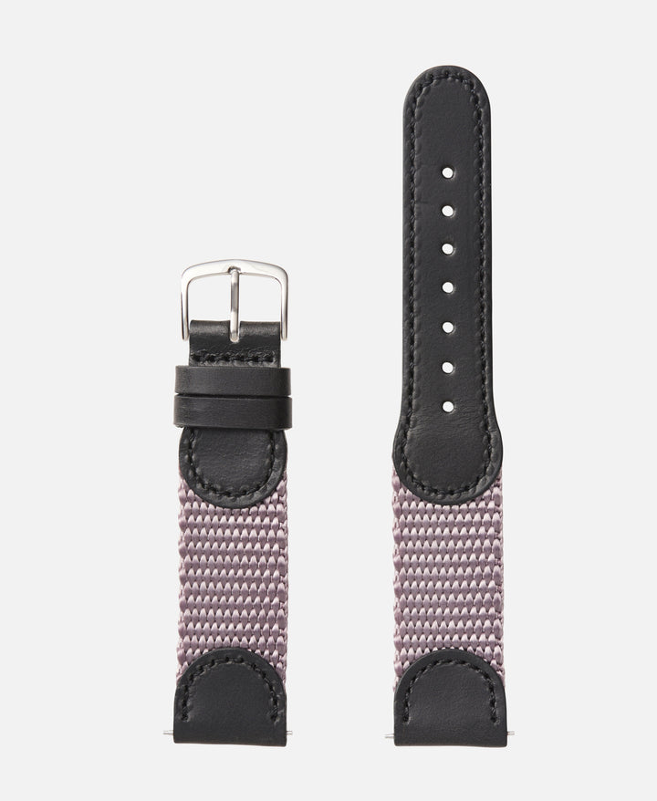 Grey White Swiss Army Style Leather Traditional Watch Band