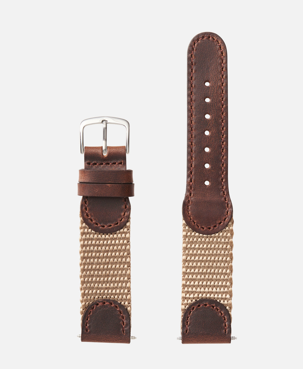  Sand White Swiss Army Style Leather Traditional Watch Band