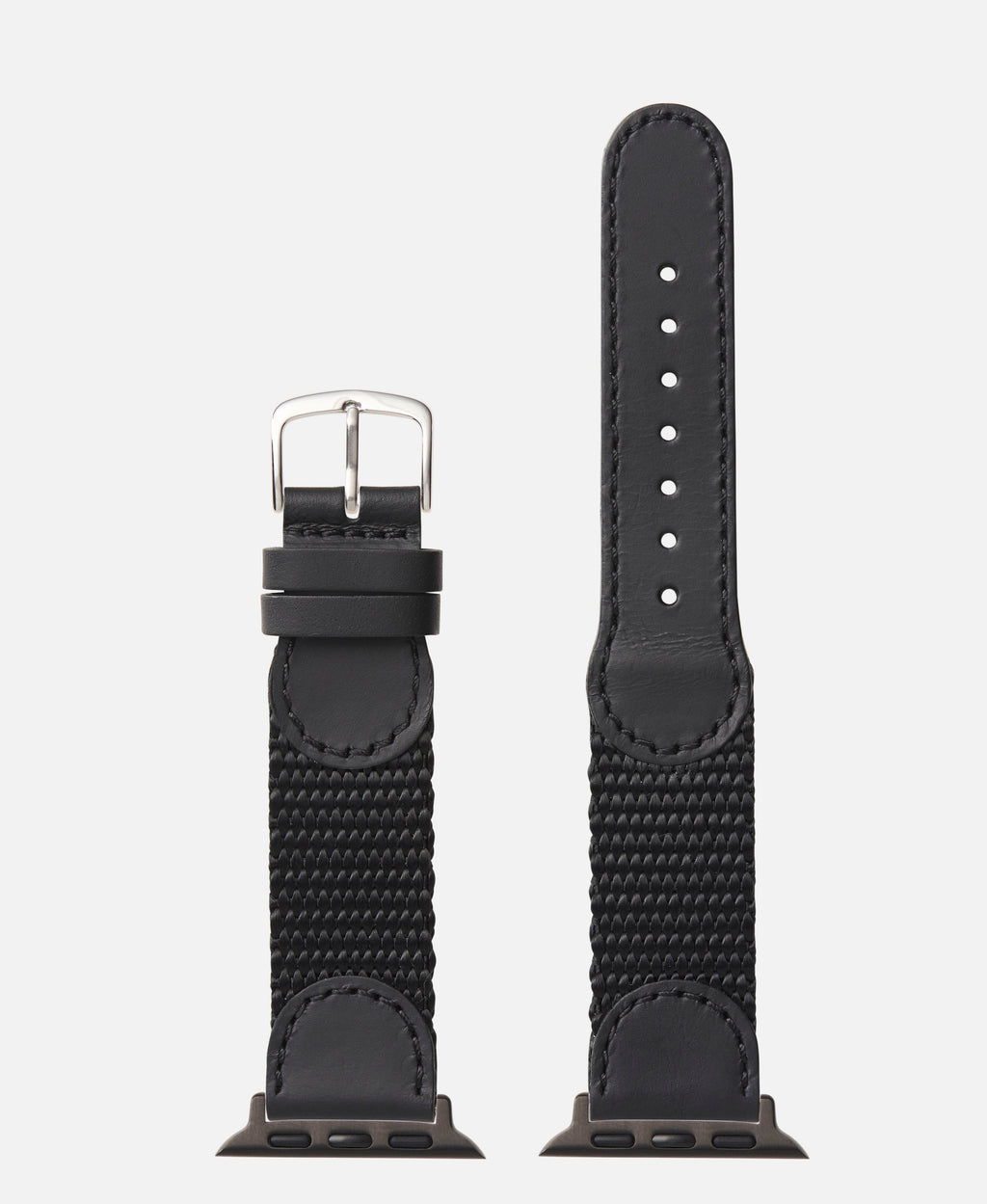 Black Swiss Army Style Leather Apple Watch Compatible 38mm/40mm Watch Band