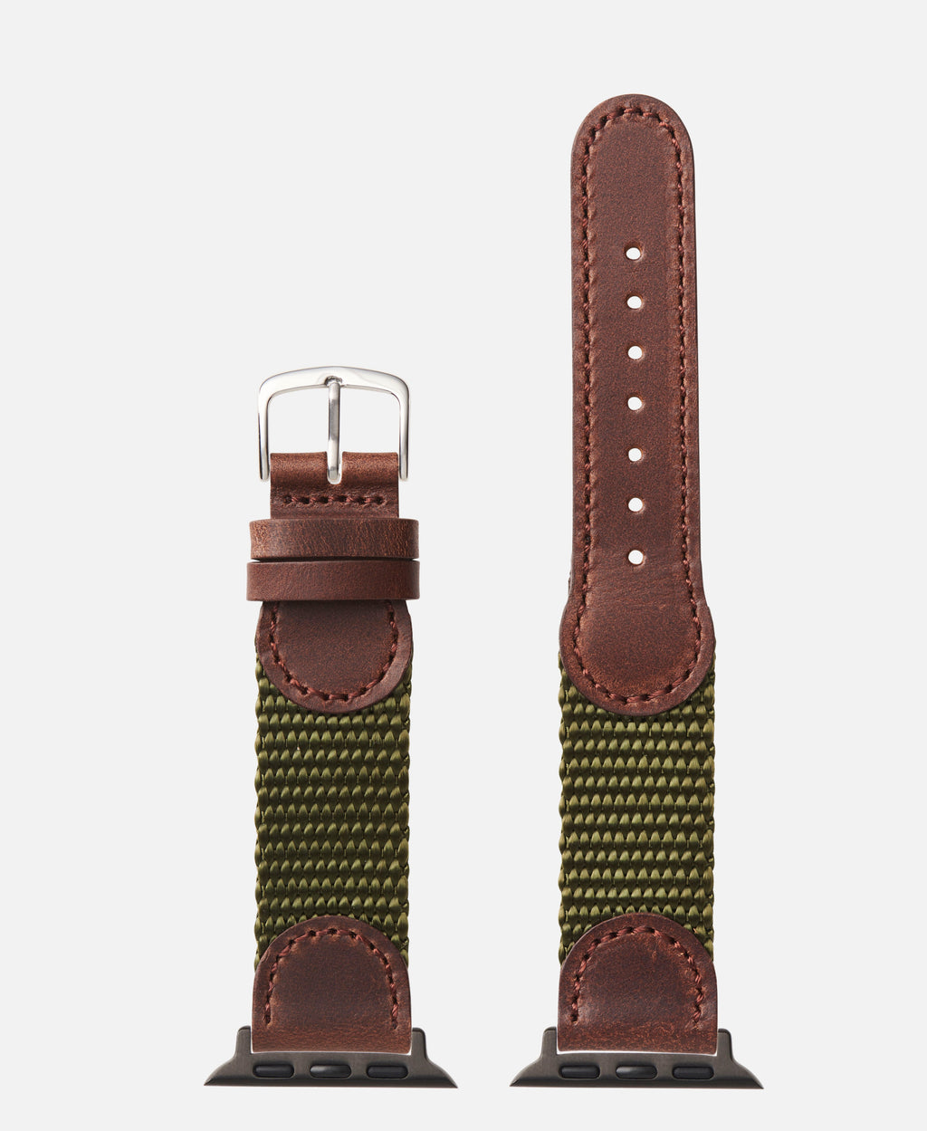 Olive Black Swiss Army Style Leather Apple Watch Compatible 38mm/40mm Watch Band