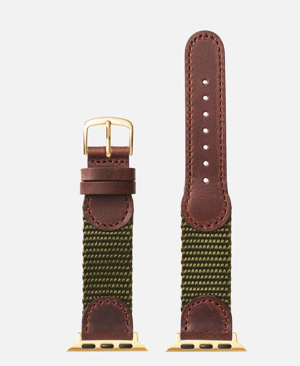 Olive Gold Swiss Army Style Leather Apple Watch Compatible 38mm/40mm Watch Band