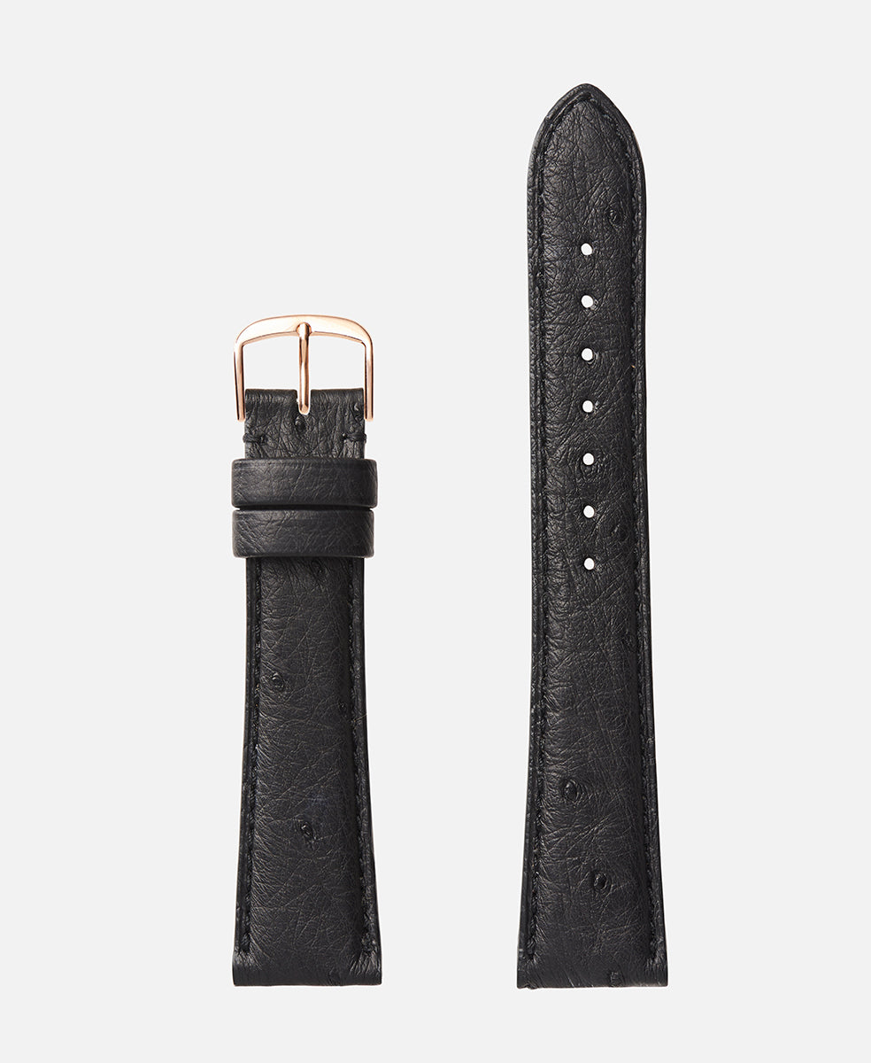 Black Genuine Ostrich | h2003