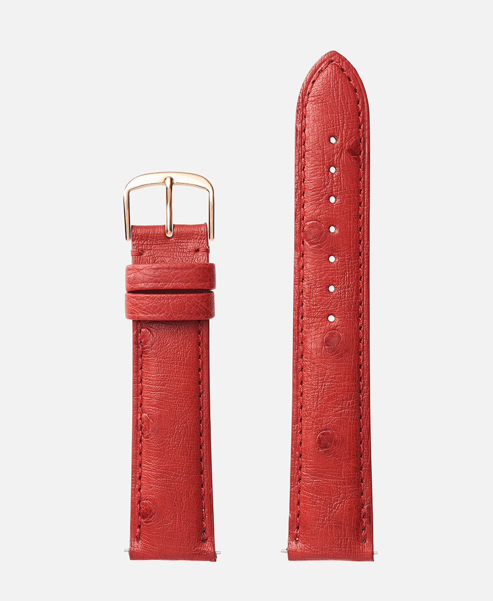 Red Genuine Ostrich | USA Made - Apple Watch Compatible - H2003