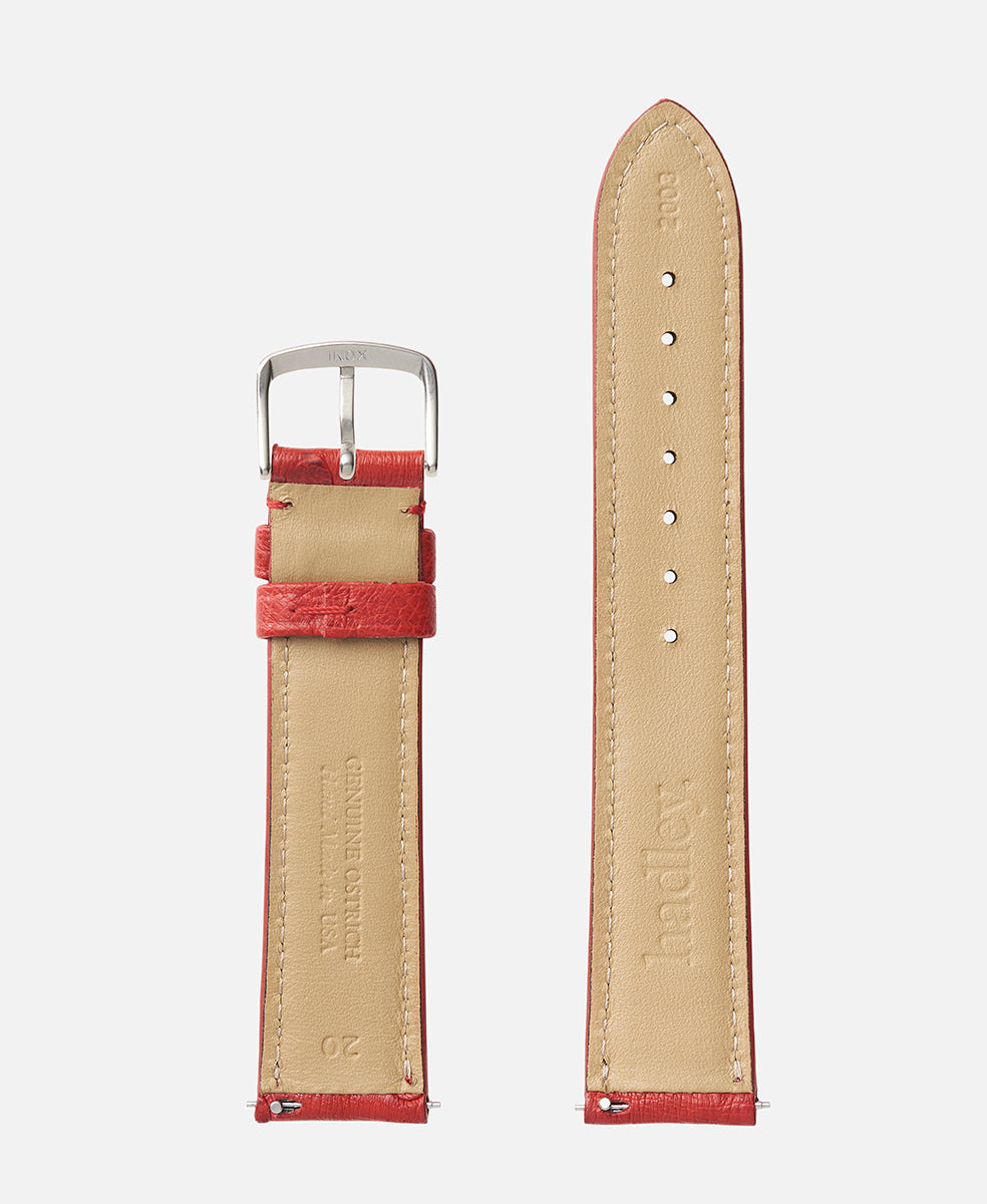 Back of Red Genuine Ostrich Watch Band
