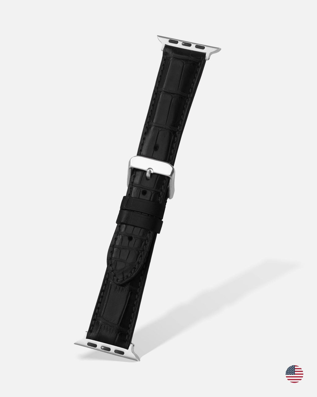 Black Genuine Matte Alligator | USA Made - Apple Watch Compatible - H2022