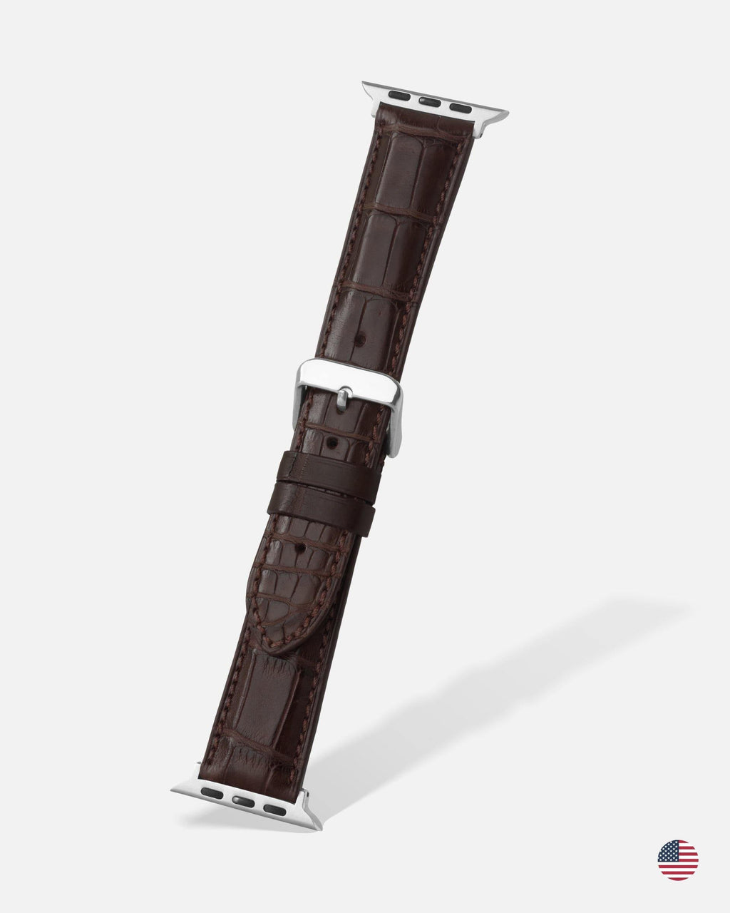Brown Genuine Matte Alligator | USA Made - Apple Watch Compatible - H2022