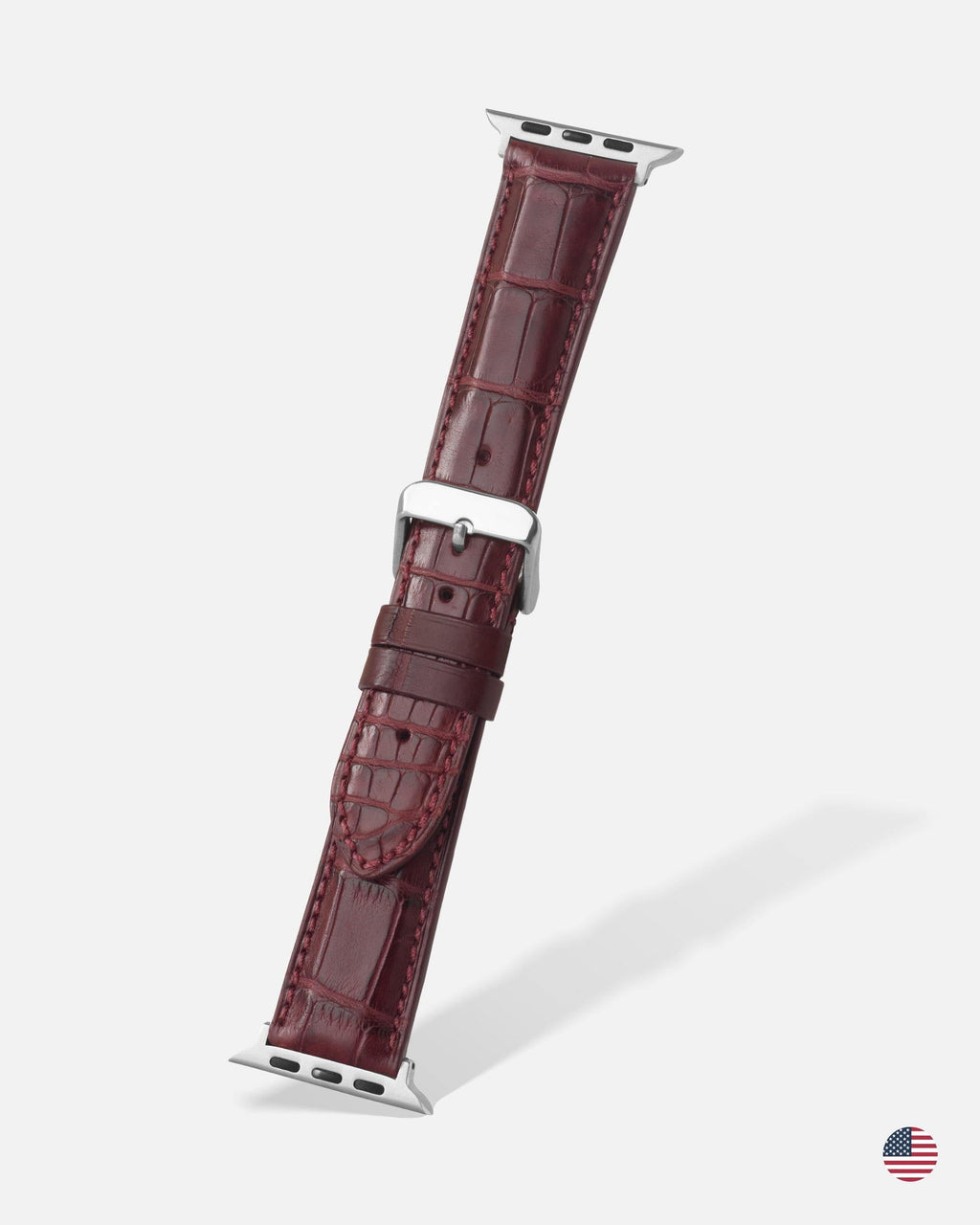 Burgundy Genuine Matte Alligator | USA Made - Apple Watch Compatible - H2022